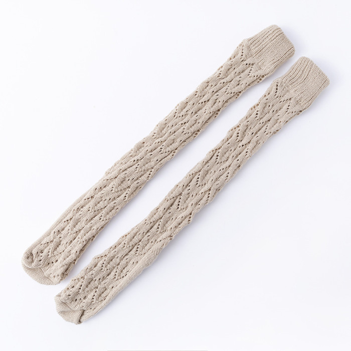 Woman Solid Color Mid-tube Hollow Knitted Socks