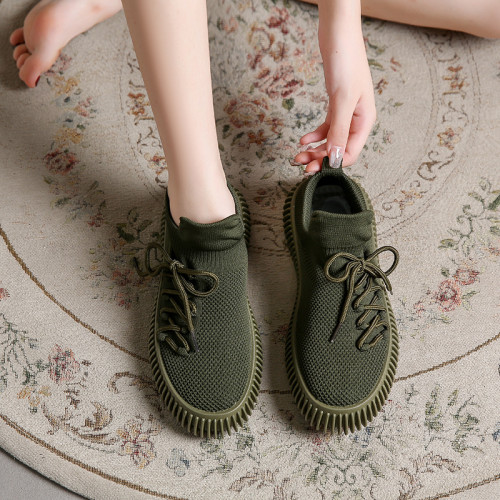 Women's Fashion All-match Thick-soled Breathable Knitted Shoes