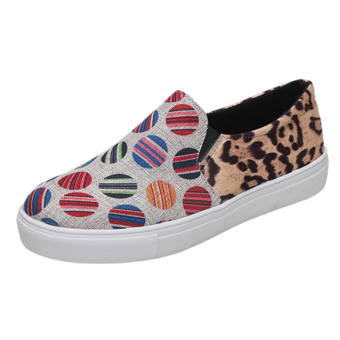 Women's Soft Sole Colorful Dots Slip on Casual Shoes