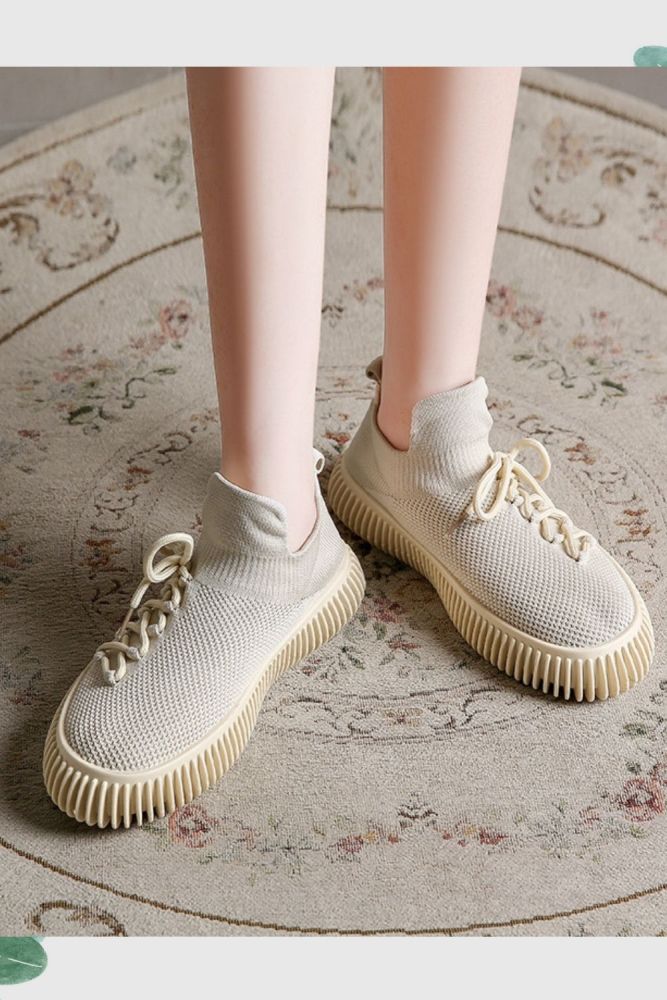 Women's Fashion All-match Thick-soled Breathable Knitted Shoes