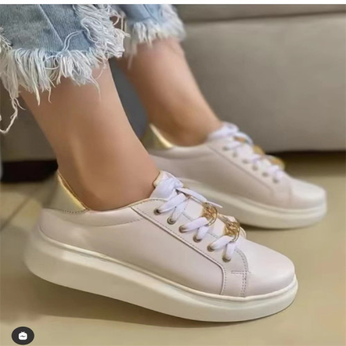 Women's Fashion Round Toe Lace Up Platform Sneakers