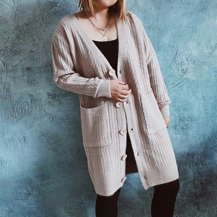 Women Loose Single-breasted Knitted Long Cardigan