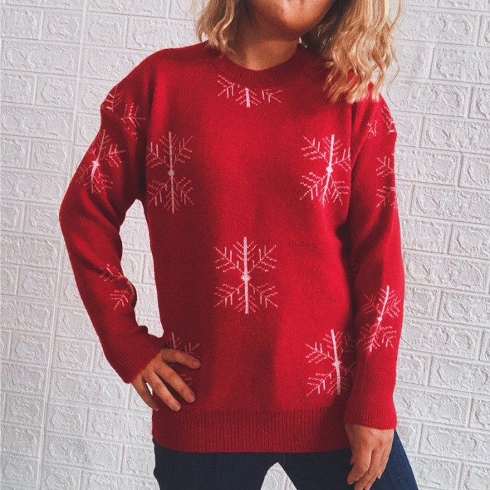 Christmas Bell Snowflake Bow Thickened Warm Chic Sweaters
