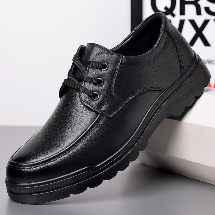 Men's Flat Leather Lace Up Comfortable Casual Shoes