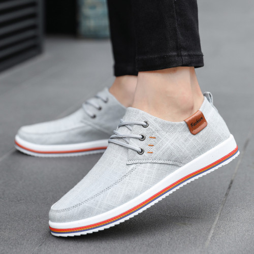 Men's Large Size Lace-up Rubber Bottom Flat Sneakers