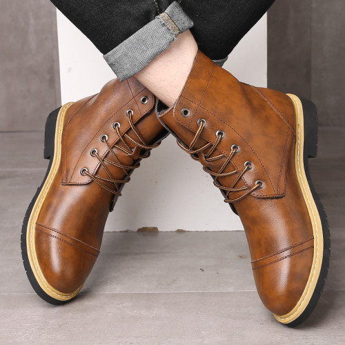 Men's Genuine Leather Plush Warm Ankle Boots