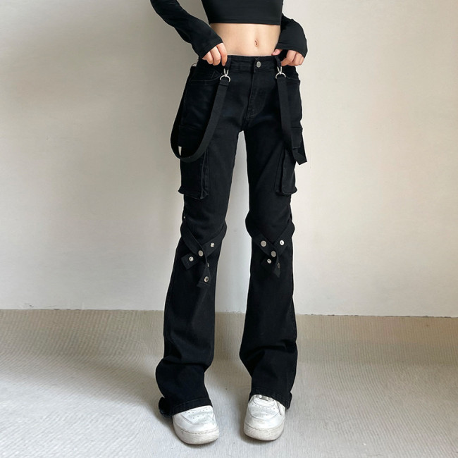 y2k Ribbon Patchwork Skinny Low Rise Jeans