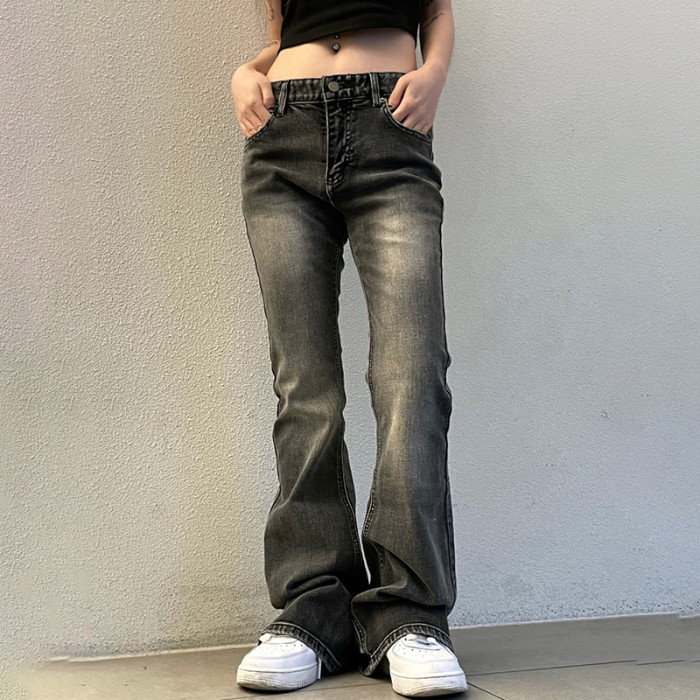 Women Fashion Stretch Low Rise Skinny Flared Jeans