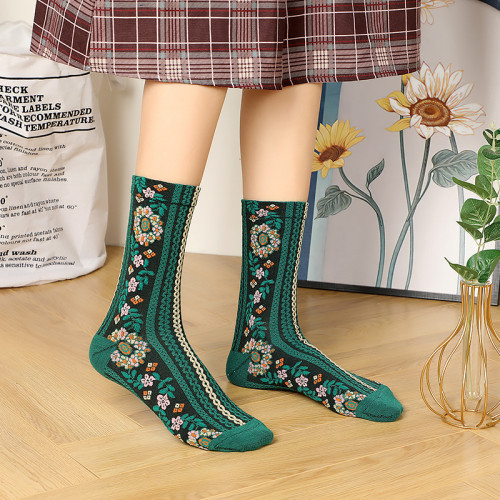 Women's 5 Pairs Classical Flowers Print Cute Socks