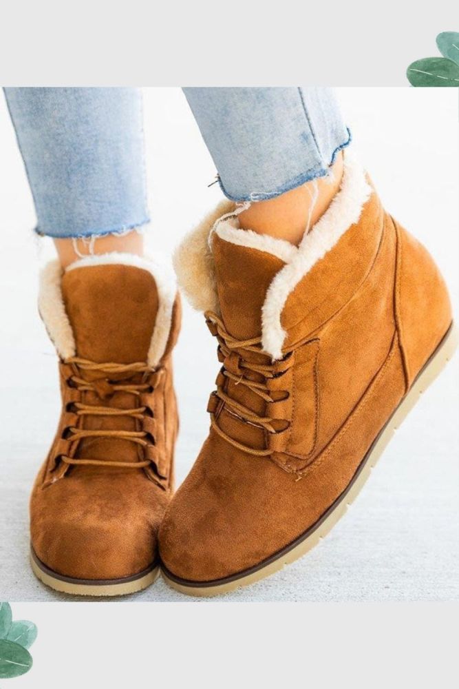 Women's Flat-bottomed Plush Warm Snow Boots