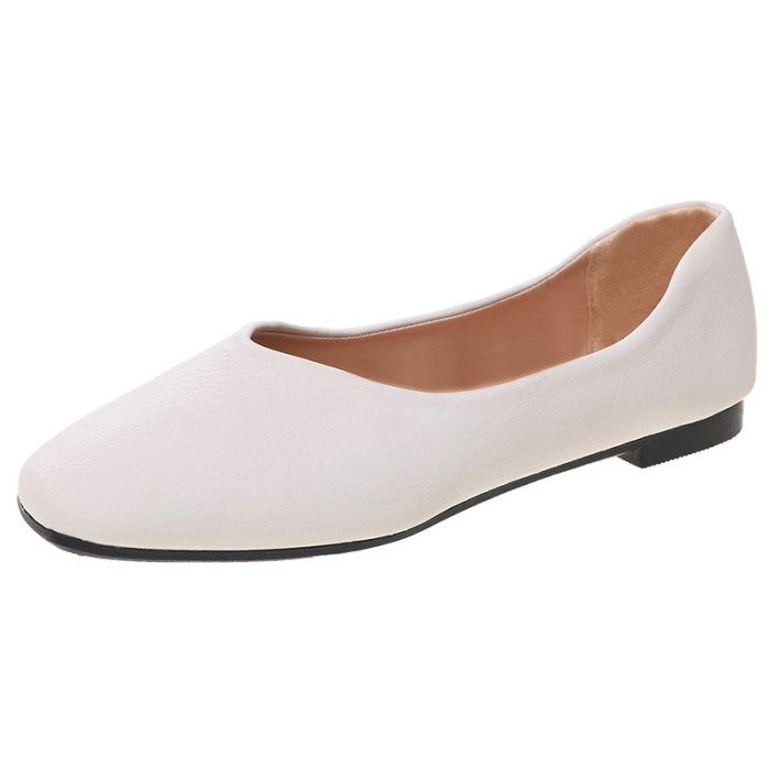 Fashion Square Head Solid Color Soft Bottom Shallow Slip-on Shoes