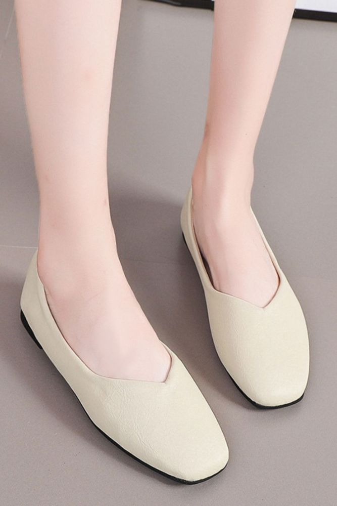 Fashion Square Head Solid Color Soft Bottom Shallow Slip-on Shoes