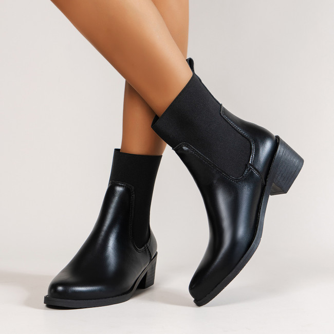 Women Elegant Soft Sole Slip-On Leather Ankle Boots
