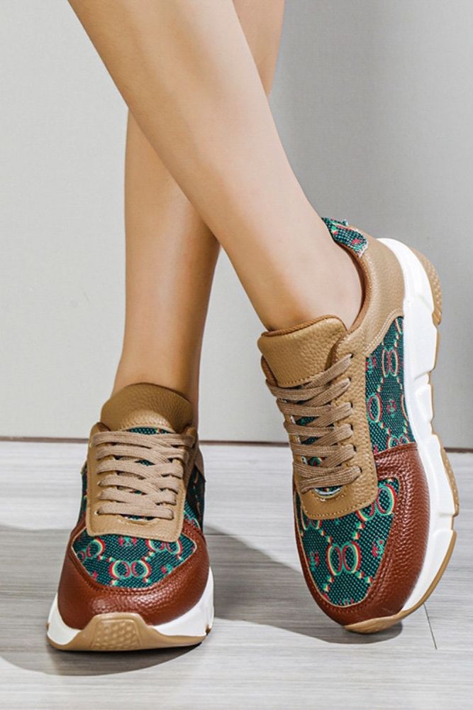 New Thick-soled Round Toe Low-top Lace-up Sneakers