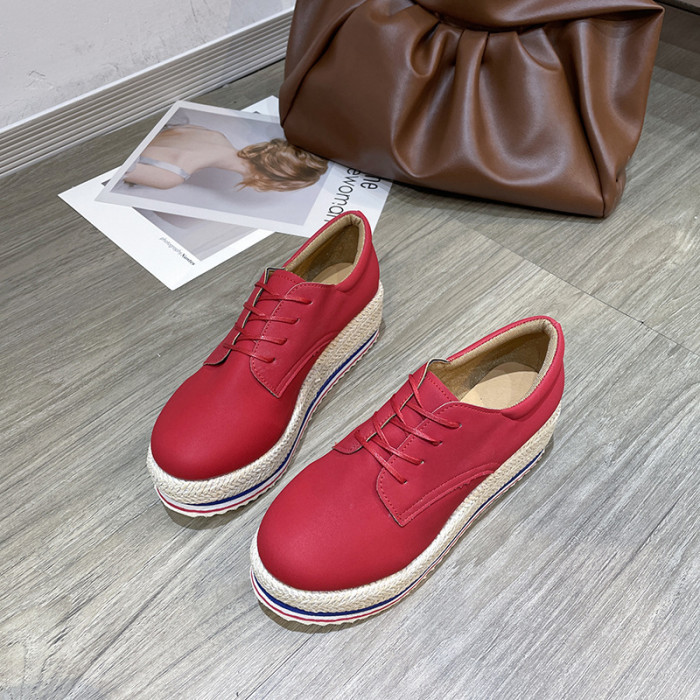 Women Round Toe Lace-Up Comfortable Platform Sneakers