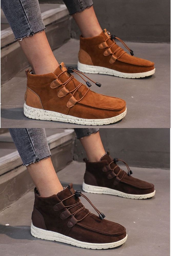 Women Flat Casual Lace Up Comfortable Ankle Boots