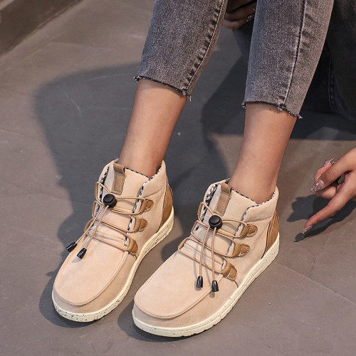 Women Flat Casual Lace Up Comfortable Ankle Boots