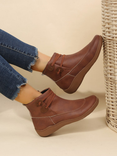 Women's Vintage Slip on Warm Ankle Boots