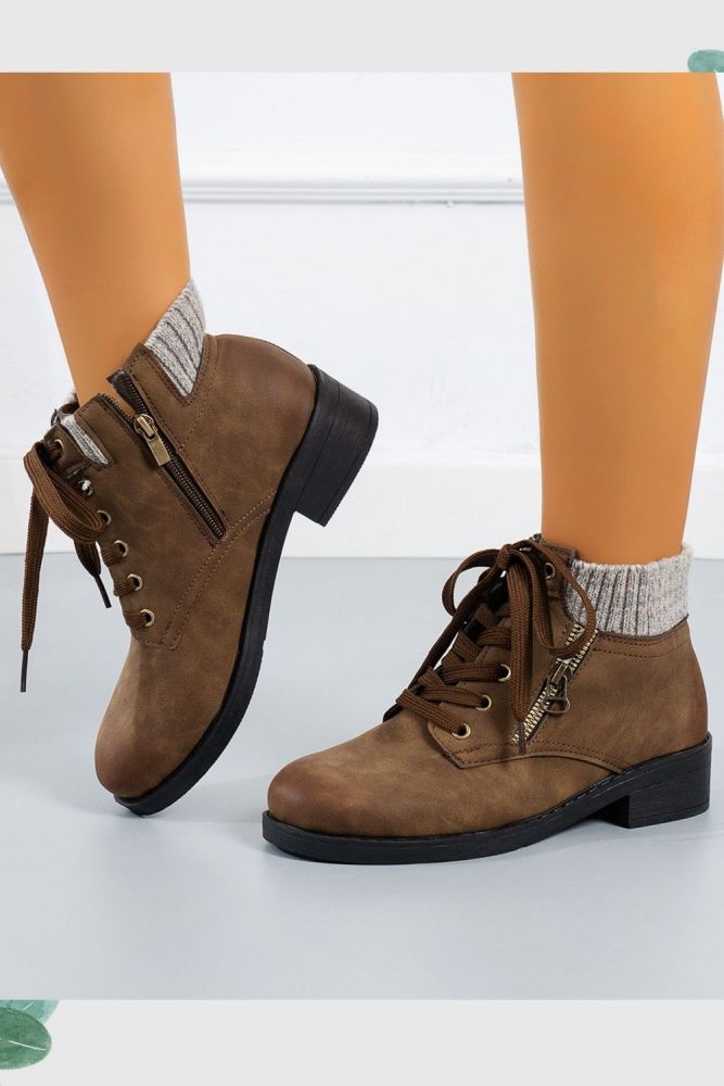 Women's New Fashion Round Toe Lace-Up Ankle Boots