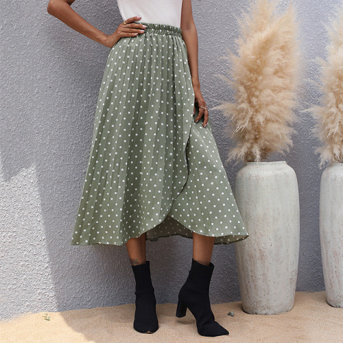 Women's Chiffon Polka Dot Ruffle Pleated Mid-length Skirts