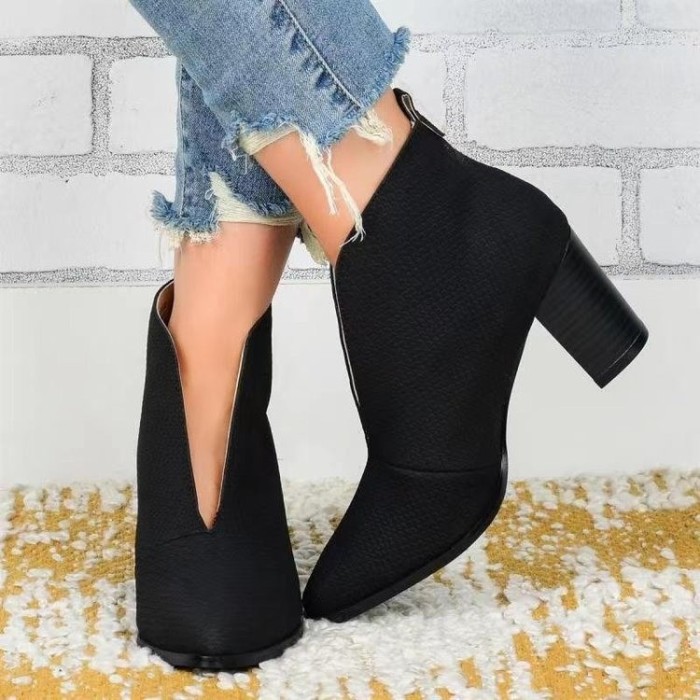 Women Retro Chunky Heels Comfortable Ankle Boots