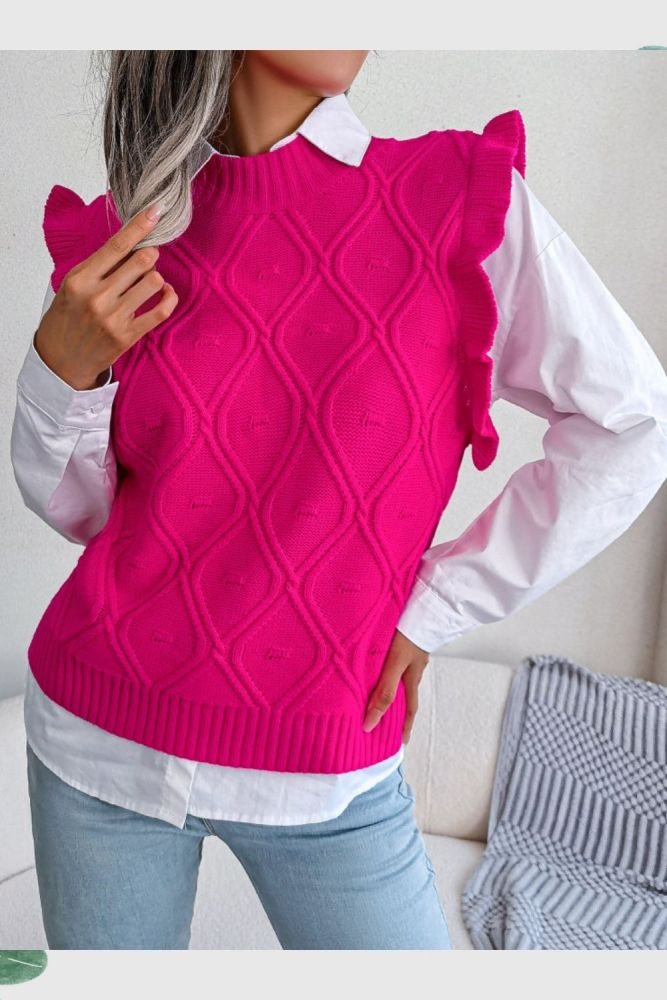 Women Chic Knit Ribbed Pullover Sweater Vest