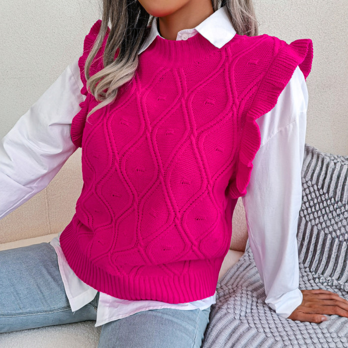 Women Chic Knit Ribbed Pullover Sweater Vest