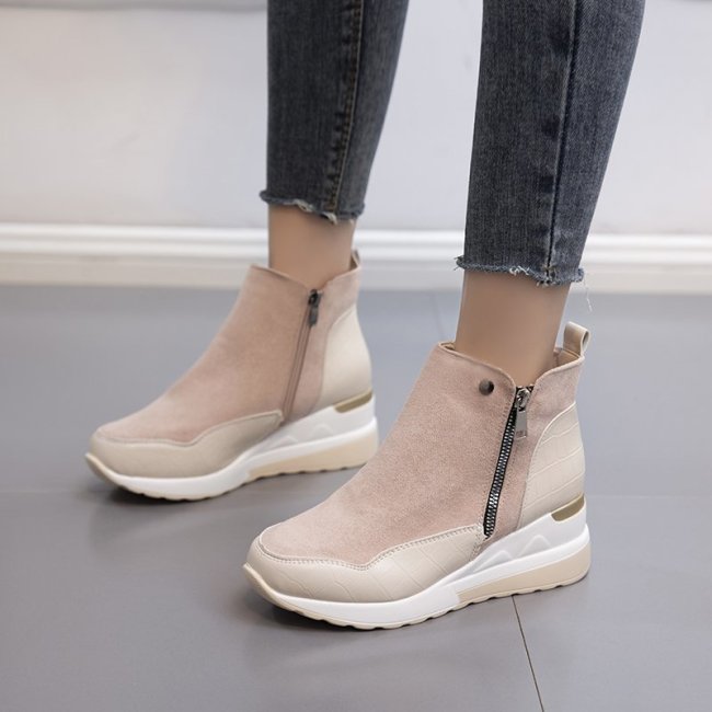 Women Suede Thick Bottom Zipper Ankle Boots