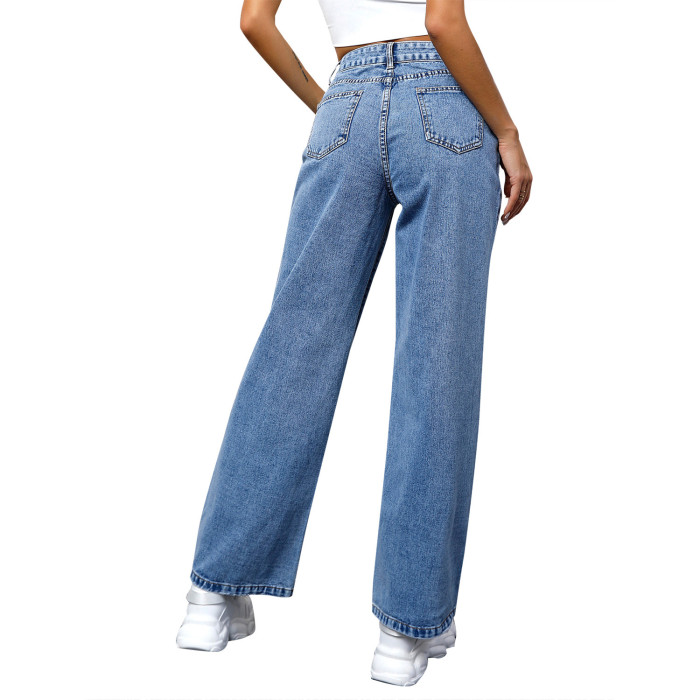Women's Chic High Waist Slimming Straight Jeans