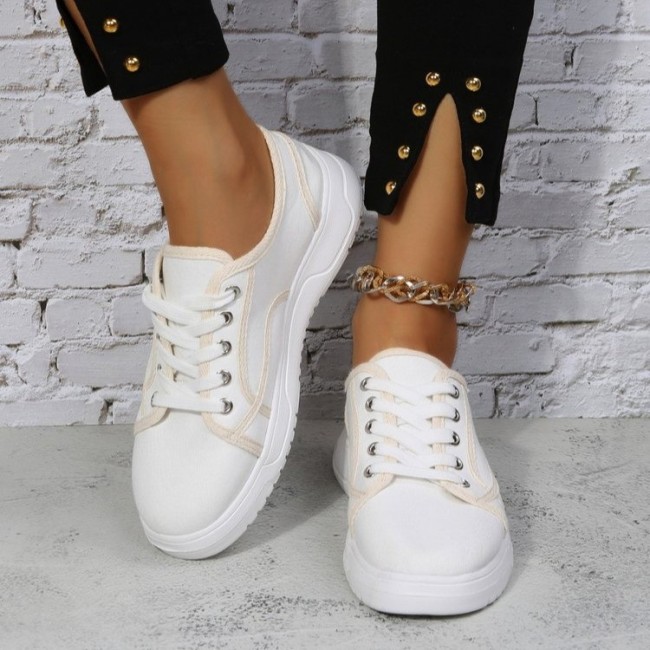 Women All-match Casual Comfortable Lace-Up Canvas Shoes
