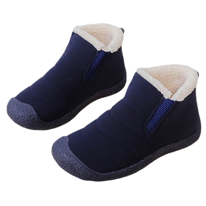 Women Warm Plush Fur Slip on Flat Snow Boots