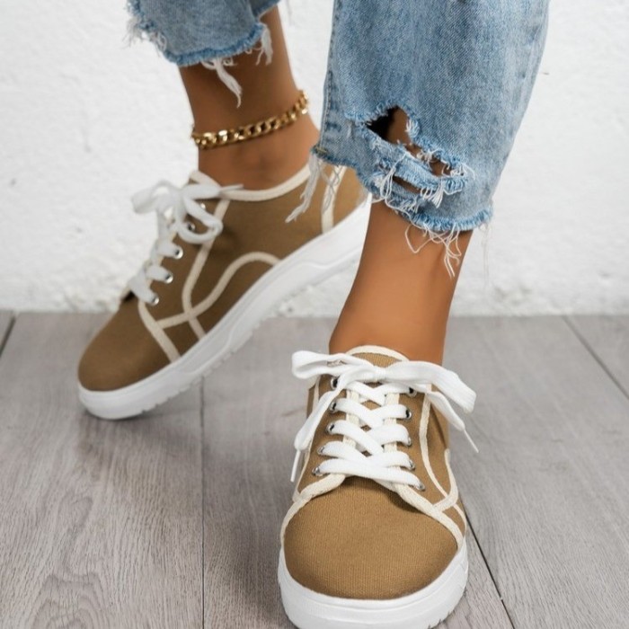 Women All-match Casual Comfortable Lace-Up Canvas Shoes