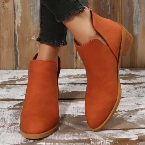 Women's Suede Square Toe Casual Slip-on Ankle Boots