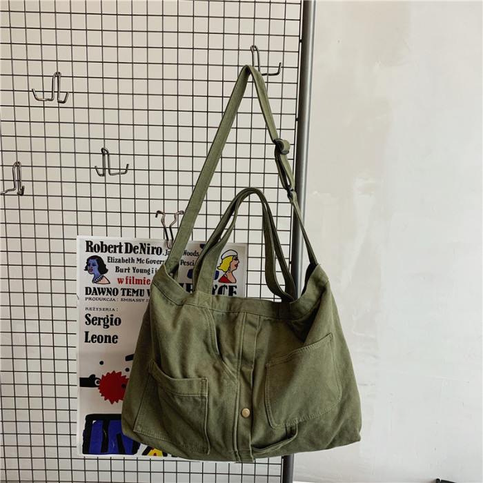 Unisex Leisure Canvas Large Capacity Multi-pockets Shoulder Bags