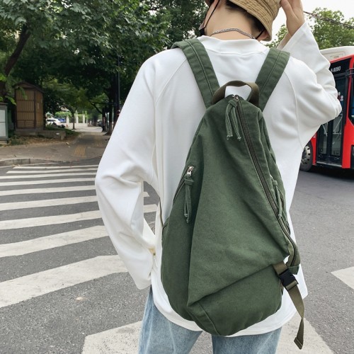 Unisex Casual Zipper Large-Capacity Canvas Backpack