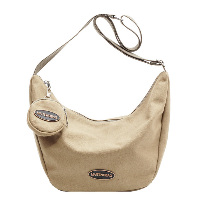 Trend Solid Color Canvas Large Capacity Shoulder Underarm Bag