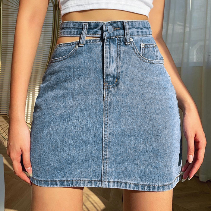 Fashion Y2K Hollow High Waist Slim Mini Skirt