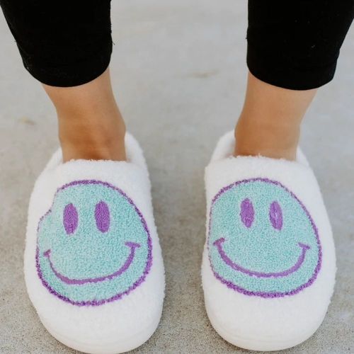 Women Smile Face Pattern Fur Cute Slippers