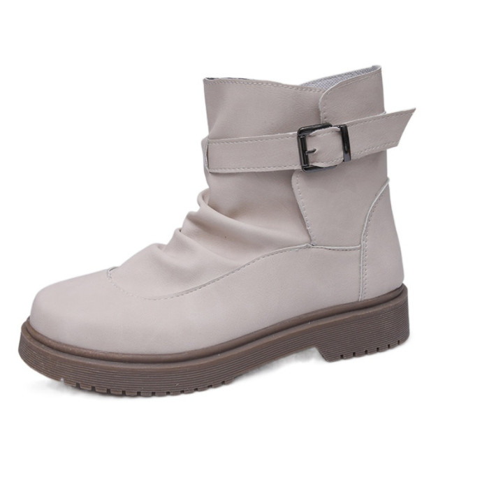 Casual Simple All-match Round Toe Thick Sole Boots