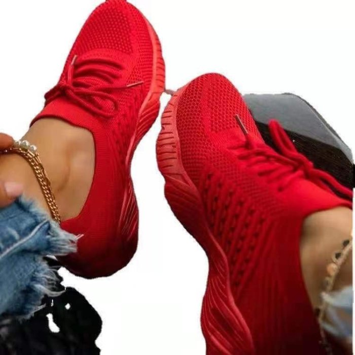Lace Up Platform Women vulcanize Shoes Flat Mesh Sports Shoes Running Shoes