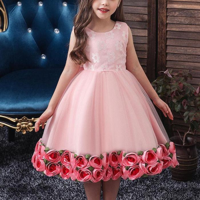 Sleeveless Rose Princess Evening Dress