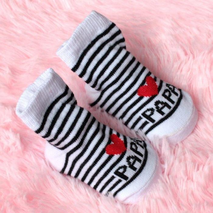 New Baby Infant Boy Girl Socks Stripe Slip-resistant Floor Love Mama Papa Letter Socks Socks