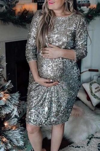 Maternity Fashion Christmas Sequin Party Dress