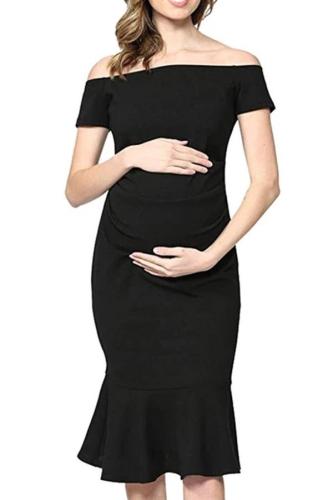 New Cotton Ruffled Maternity Dress Short Sleeve Sexy Dress