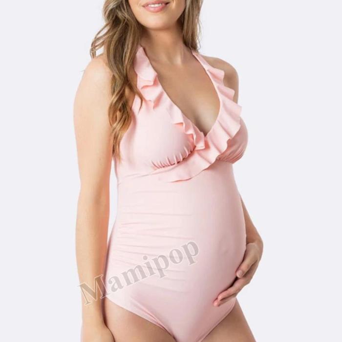 New Split Pregnant Women's Swimsuit Solid Salad Side Bikini Beach Sexy Swimwear