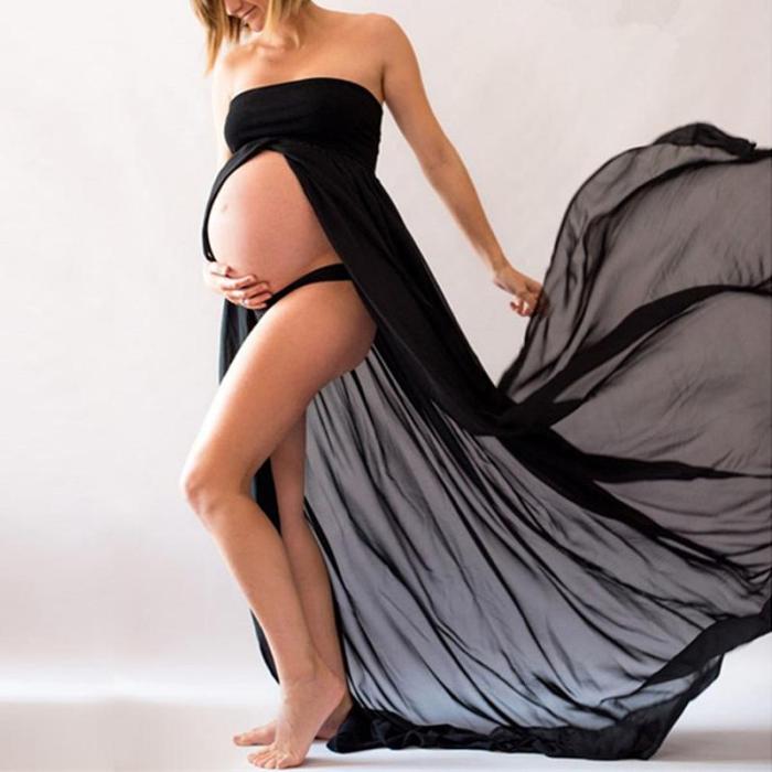 Maternity Open Fork Wipes Bosom Photo Props Gown