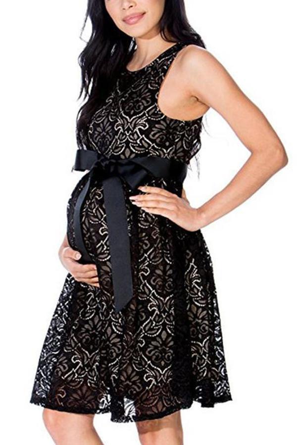 Maternity Sleeveless Party Lace Dress