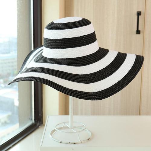 Striped Beach Hat Shade Big Straw Hat