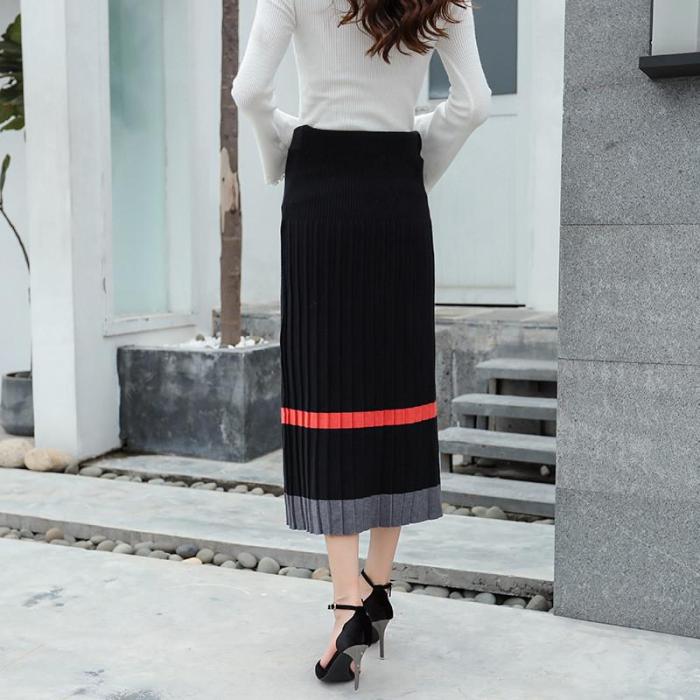 Maternity Casual Contrast Colour Pleated Skirt