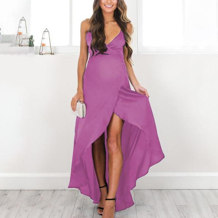 Maternity Sexy V-Neck Sling Strap Plain Formal Dress
